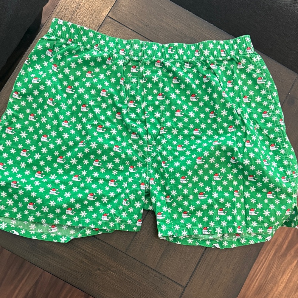 Vineyard Vines Green Santa and Snowflake Patterned Boxers